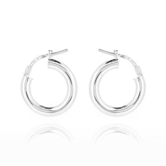 Creole Heavyweight Plain 16mm Hollow Hoop Earrings - Sterling Silver Hoop Earrings