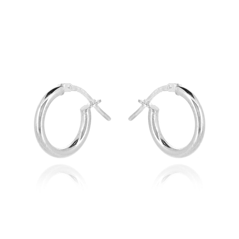 Creole Medium Weight Plain 16mm Hollow Hoop Earrings - Sterling Silver Hoop Earrings