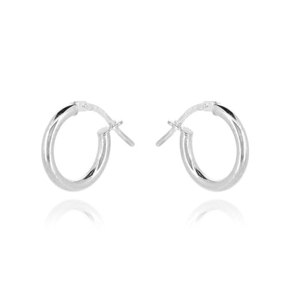 Creole Medium Weight Plain 16mm Hollow Hoop Earrings - Sterling Silver Hoop Earrings