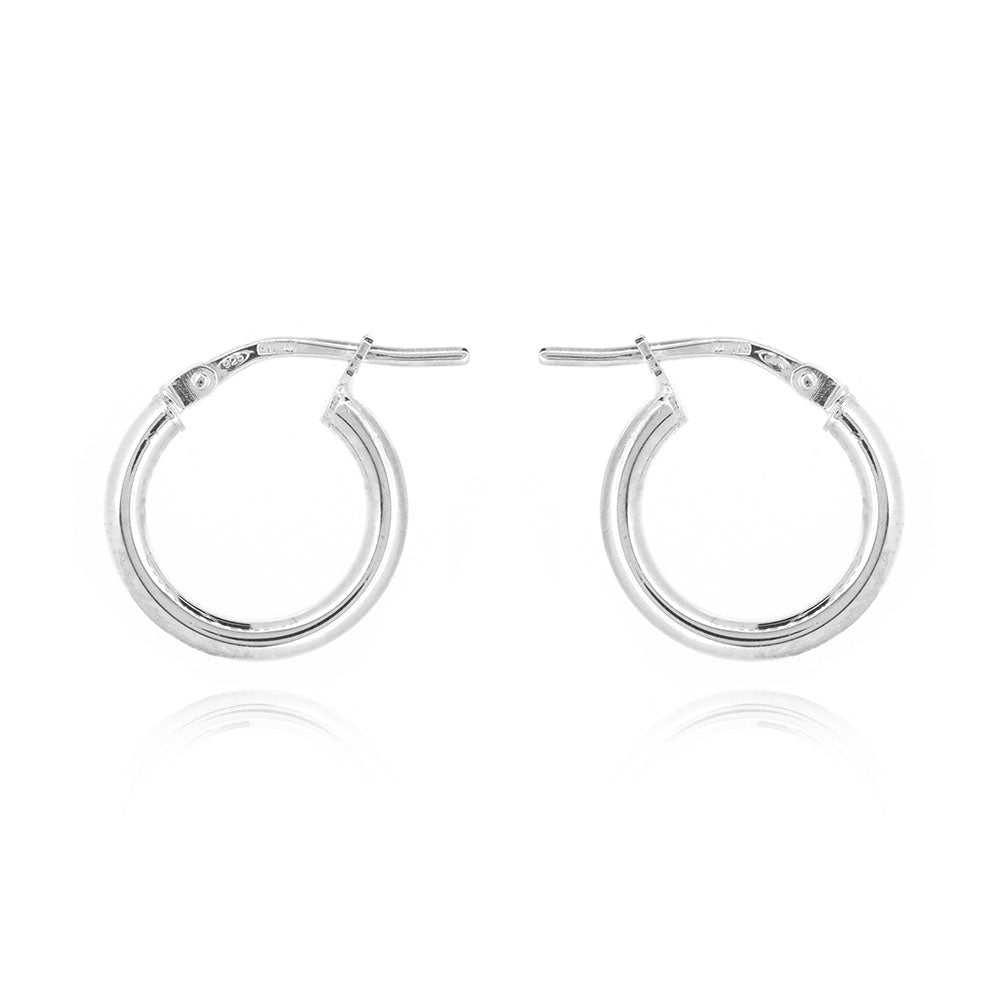 Creole Medium Weight Plain 16mm Hollow Hoop Earrings - Sterling Silver Hoop Earrings