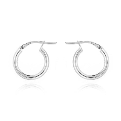 Creole Medium Weight Plain 16mm Hollow Hoop Earrings - Sterling Silver Hoop Earrings