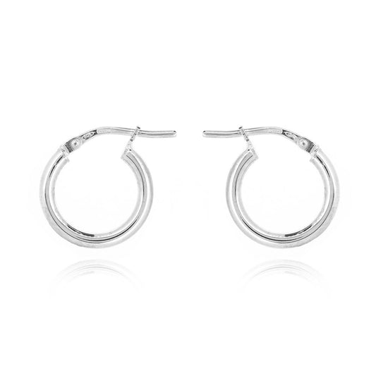 Creole Medium Weight Plain 16mm Hollow Hoop Earrings - Sterling Silver Hoop Earrings