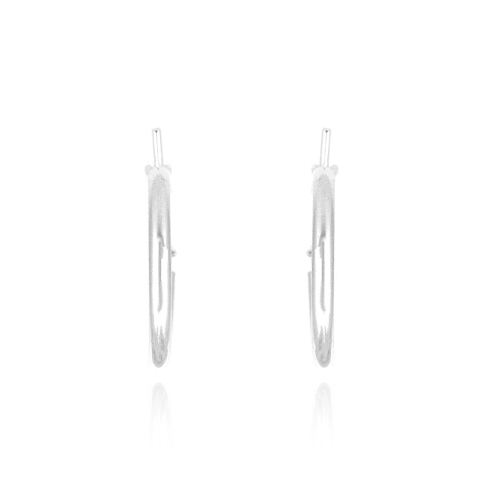 Creole Medium Weight Plain 18mm Hollow Hoop Earrings - Sterling Silver Hoop Earrings