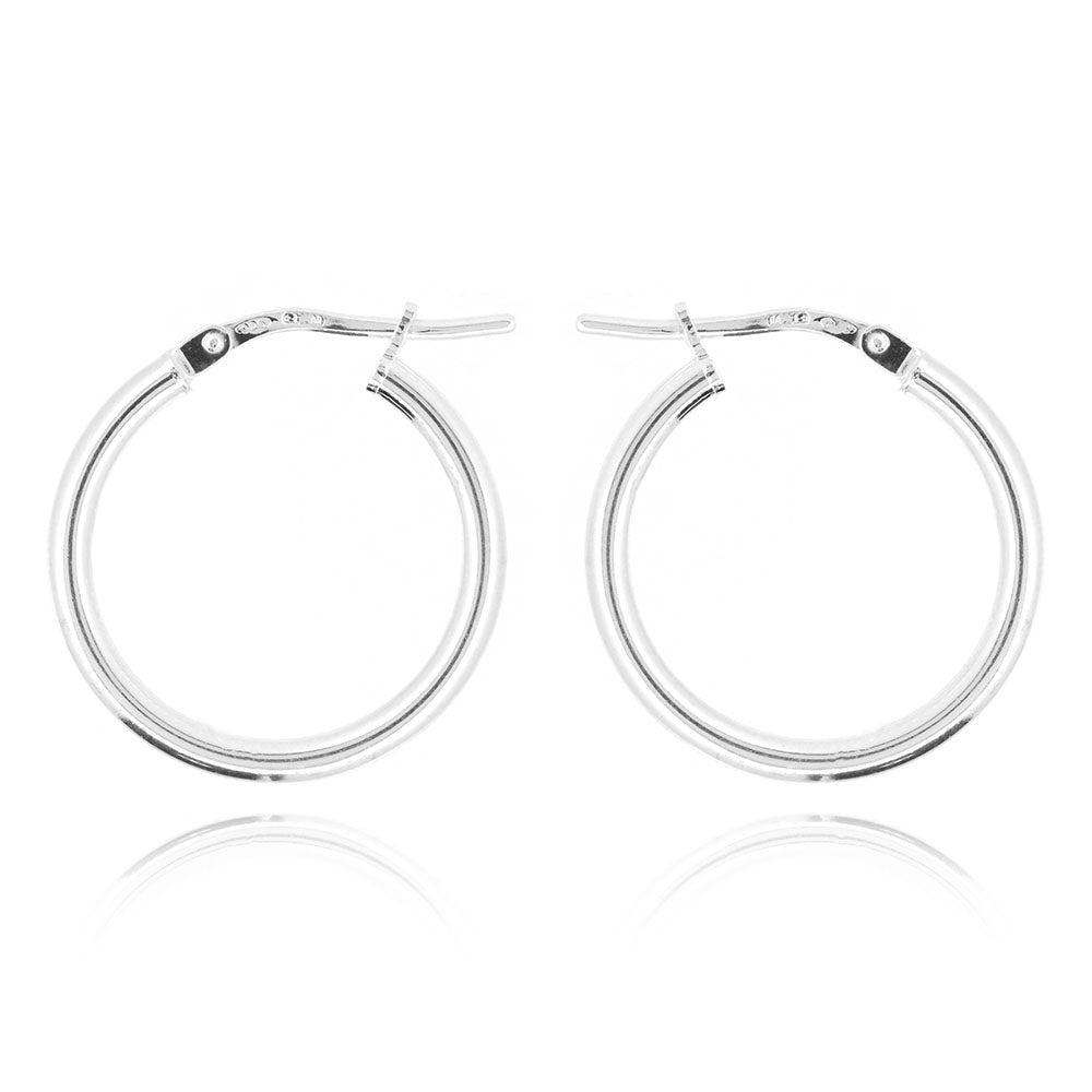 Creole Medium Weight Plain 18mm Hollow Hoop Earrings - Sterling Silver Hoop Earrings