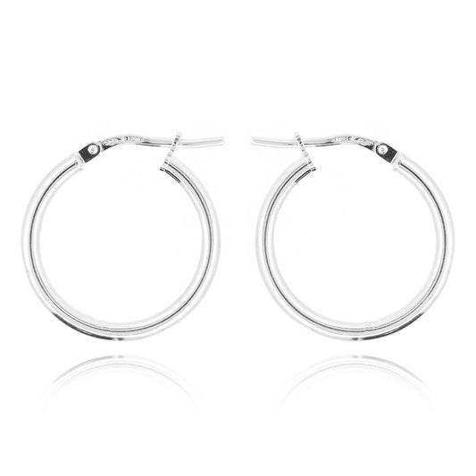 Creole Medium Weight Plain 18mm Hollow Hoop Earrings - Sterling Silver Hoop Earrings
