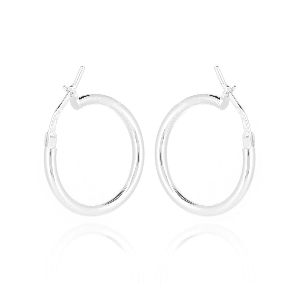 Creole Medium Weight Plain 18mm Hollow Hoop Earrings - Sterling Silver Hoop Earrings