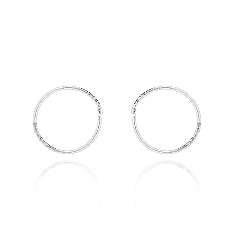Sleeper Hinged Plain 12mm Solid Hoop Earrings- Sterling Silver Hoop Earrings