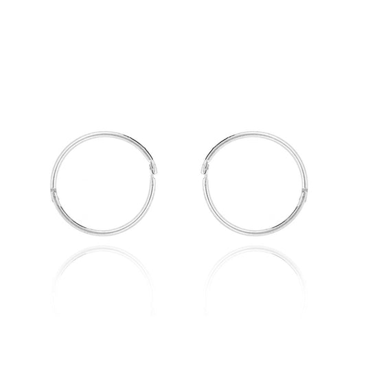 Sleeper Hinged Plain 12mm Solid Hoop Earrings- Sterling Silver Hoop Earrings