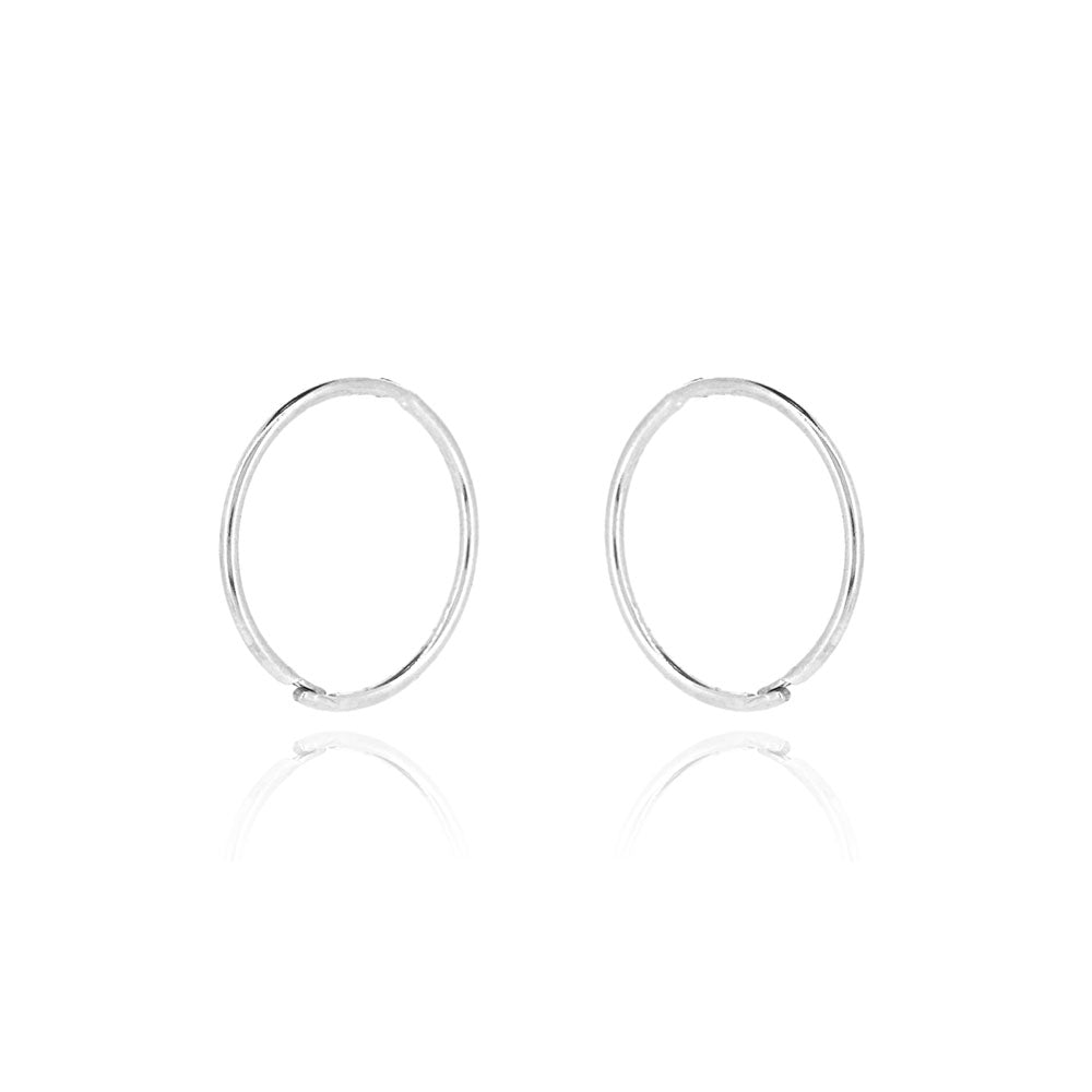 Sleeper Hinged Plain 12mm Solid Hoop Earrings- Sterling Silver Hoop Earrings