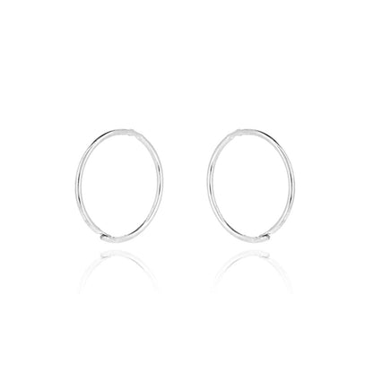 Sleeper Hinged Plain 12mm Solid Hoop Earrings- Sterling Silver Hoop Earrings