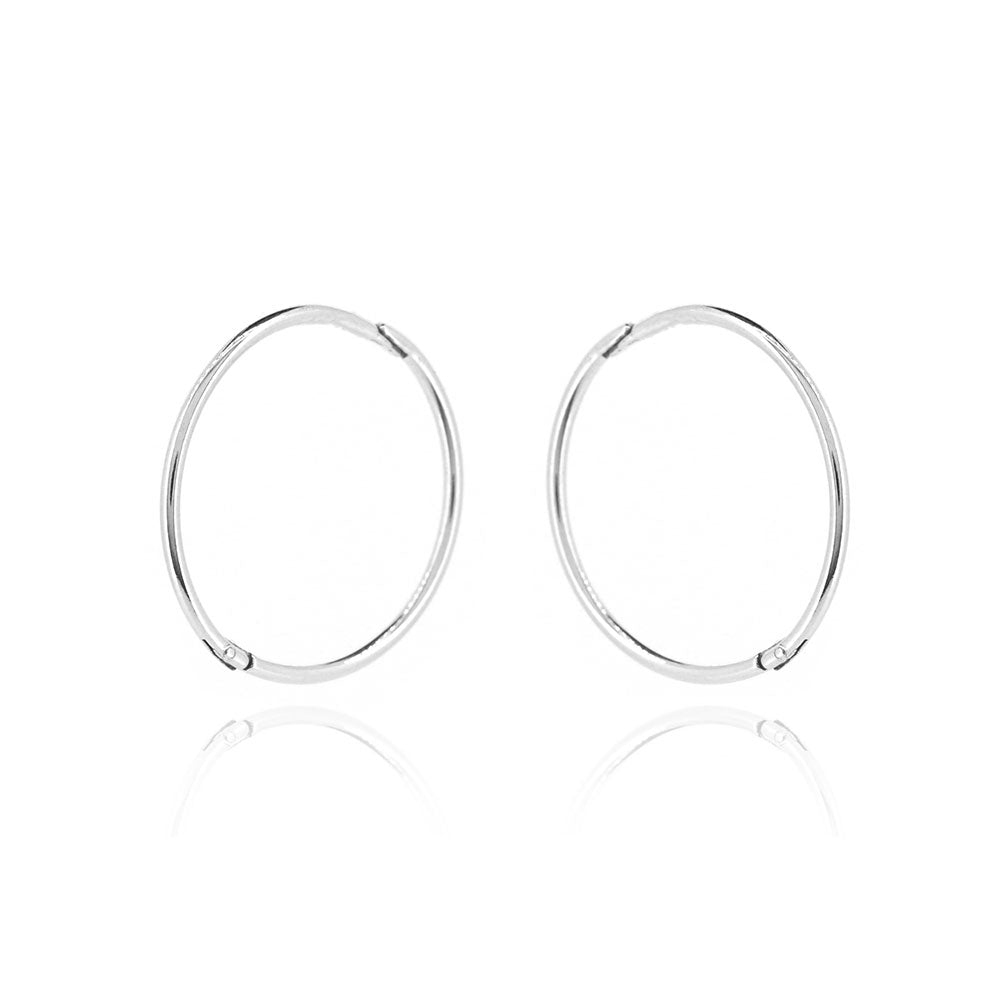 Sleeper Hinged Plain 16mm Solid Hoop Earrings - Sterling Silver Hoop Earrings