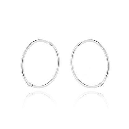 Sleeper Hinged Plain 16mm Solid Hoop Earrings - Sterling Silver Hoop Earrings