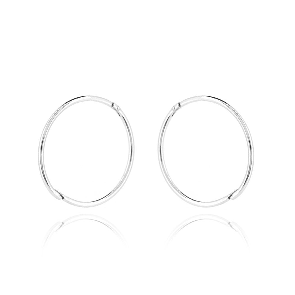Sleeper Hinged Plain 16mm Solid Hoop Earrings - Sterling Silver Hoop Earrings