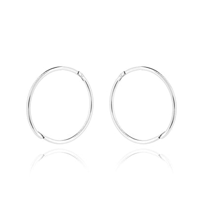 Sleeper Hinged Plain 16mm Solid Hoop Earrings - Sterling Silver Hoop Earrings