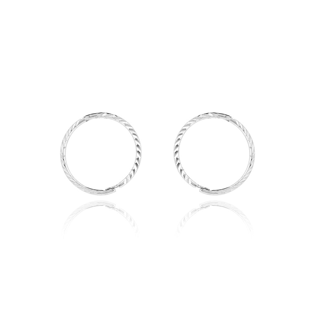 Sleeper Hinged Diamond Cut 12mm Solid Hoop Earrings - Sterling Silver Hoop Earrings