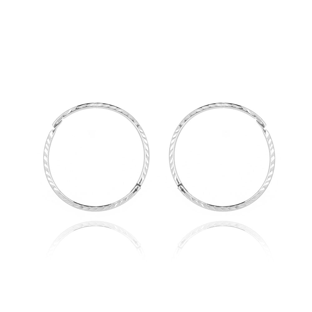 Sleeper Hinged Diamond Cut 16mm Solid Hoop Earrings- Sterling Silver Hoop Earrings