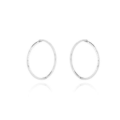 Sleeper Hinged Diamond Cut 16mm Solid Hoop Earrings- Sterling Silver Hoop Earrings