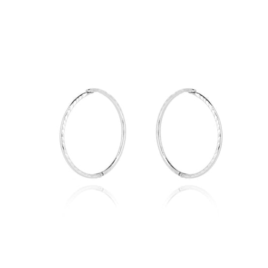 Sleeper Hinged Diamond Cut 16mm Solid Hoop Earrings- Sterling Silver Hoop Earrings