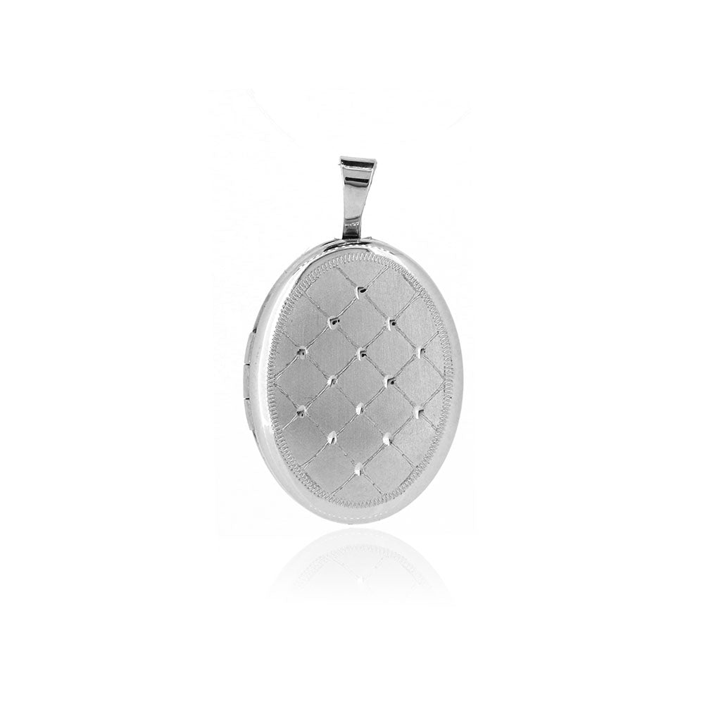 Locket Quilted pattern Oval - Sterling Silver Jewellery