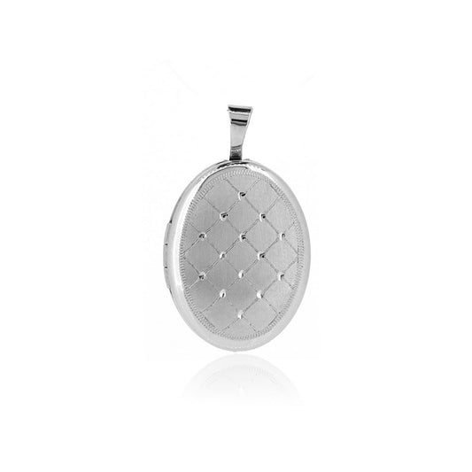 Locket Quilted pattern Oval - Sterling Silver Jewellery