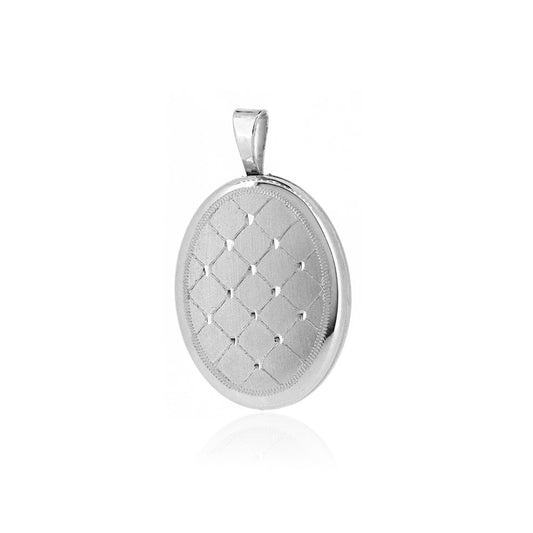 Locket Quilted pattern Oval - Sterling Silver Jewellery