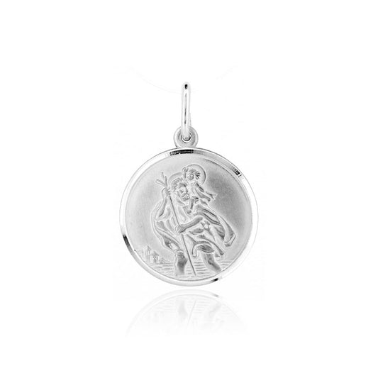 St Christopher 17mm Reversible Pendant - Sterling Silver