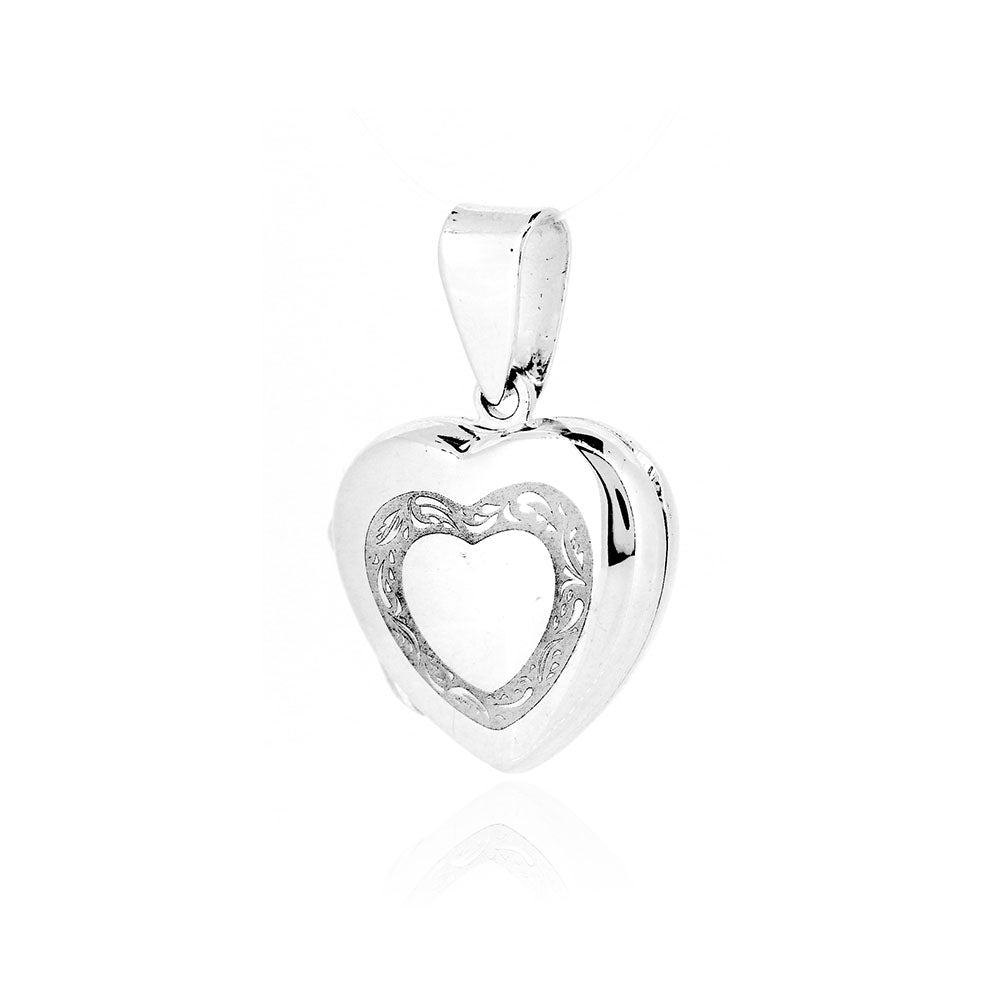Locket Patterned Heart - Sterling Silver Jewellery