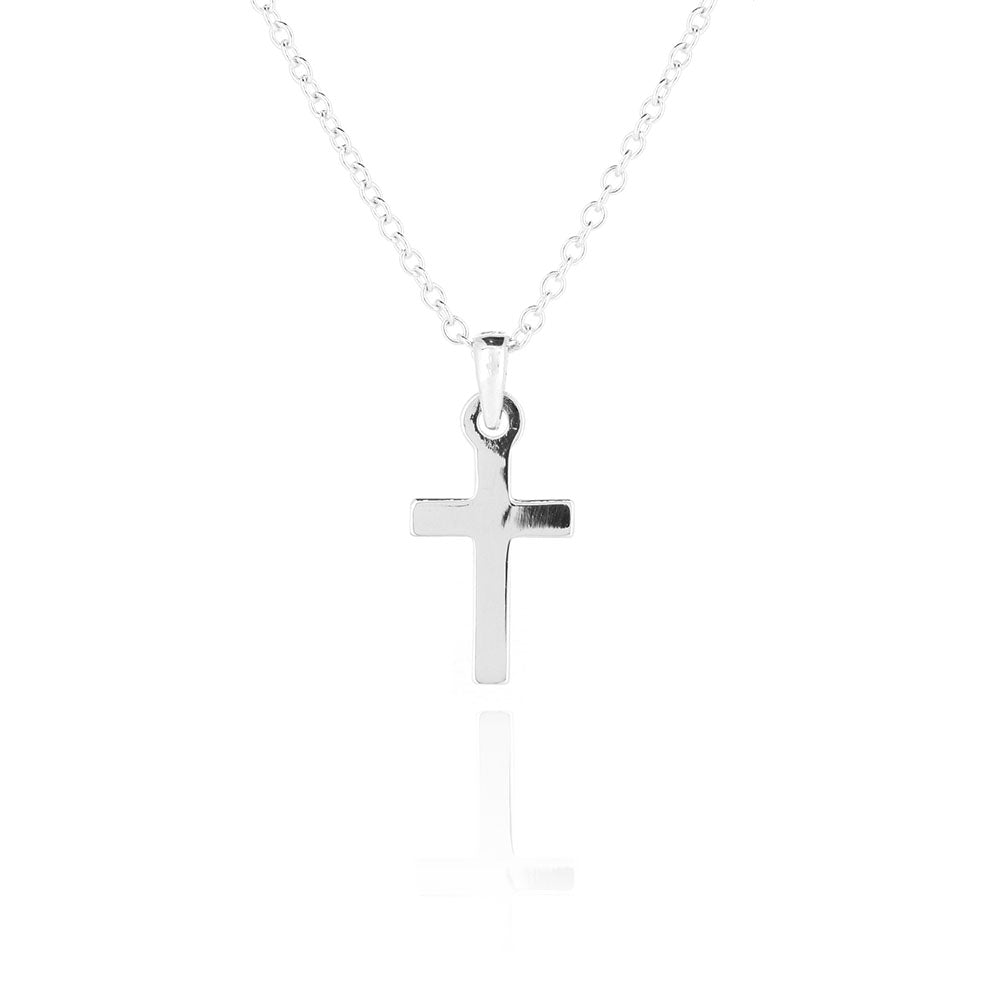 Cross Plain 14mm Pendant - Sterling Silver Jewellery