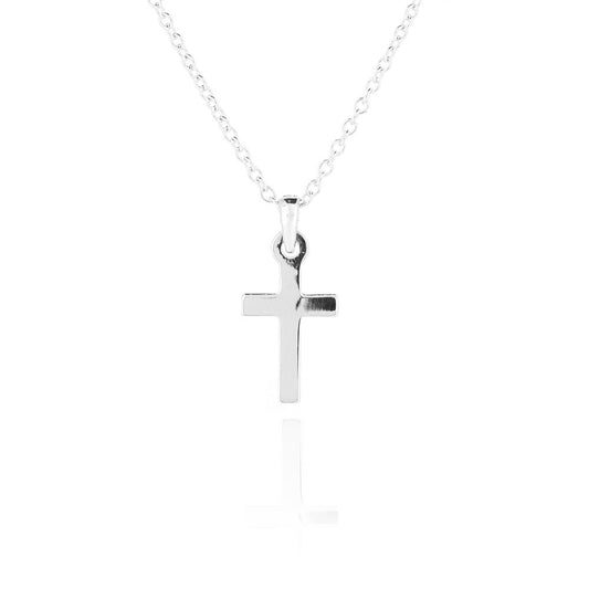 Cross Plain 14mm Pendant - Sterling Silver Jewellery