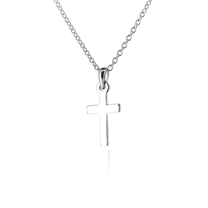 Cross Plain 14mm Pendant - Sterling Silver Jewellery