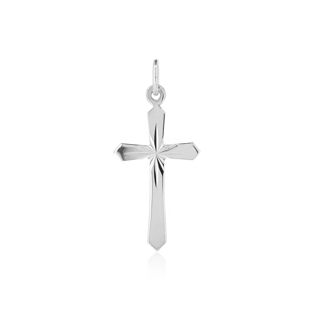 Cross Sunray 25mm Pendant - Sterling Silver Jewellery