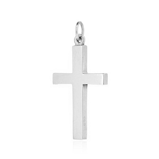 Cross Plain 30mm Pendant - Sterling Silver Jewellery