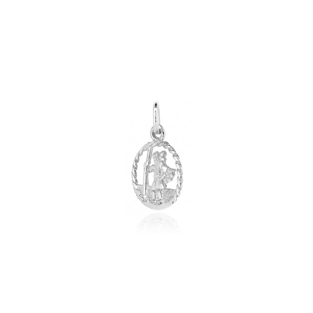 St Christopher 10mm Open Design Pendant - Sterling Silver Jewellery