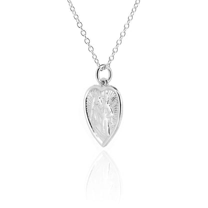 St Christopher Heart Pendant - Sterling Silver Jewellery