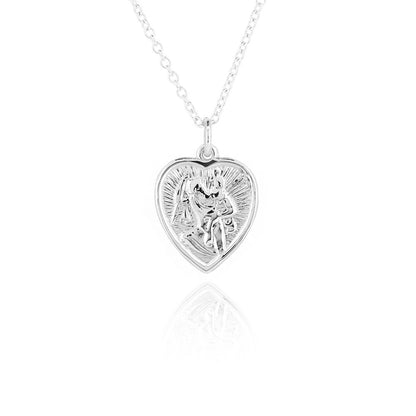 St Christopher Heart Pendant - Sterling Silver Jewellery