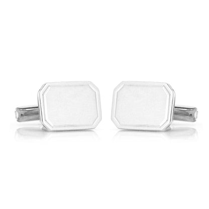 Cufflinks - Plain Rectangular - Sterling Silver