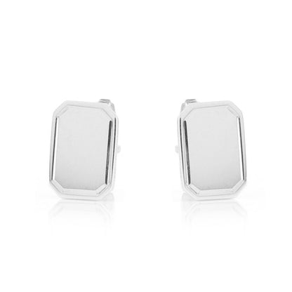 Cufflinks - Plain Rectangular - Sterling Silver