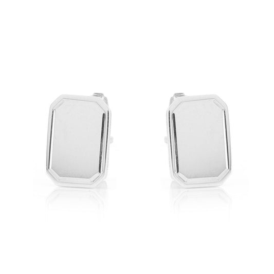 Cufflinks - Plain Rectangular - Sterling Silver