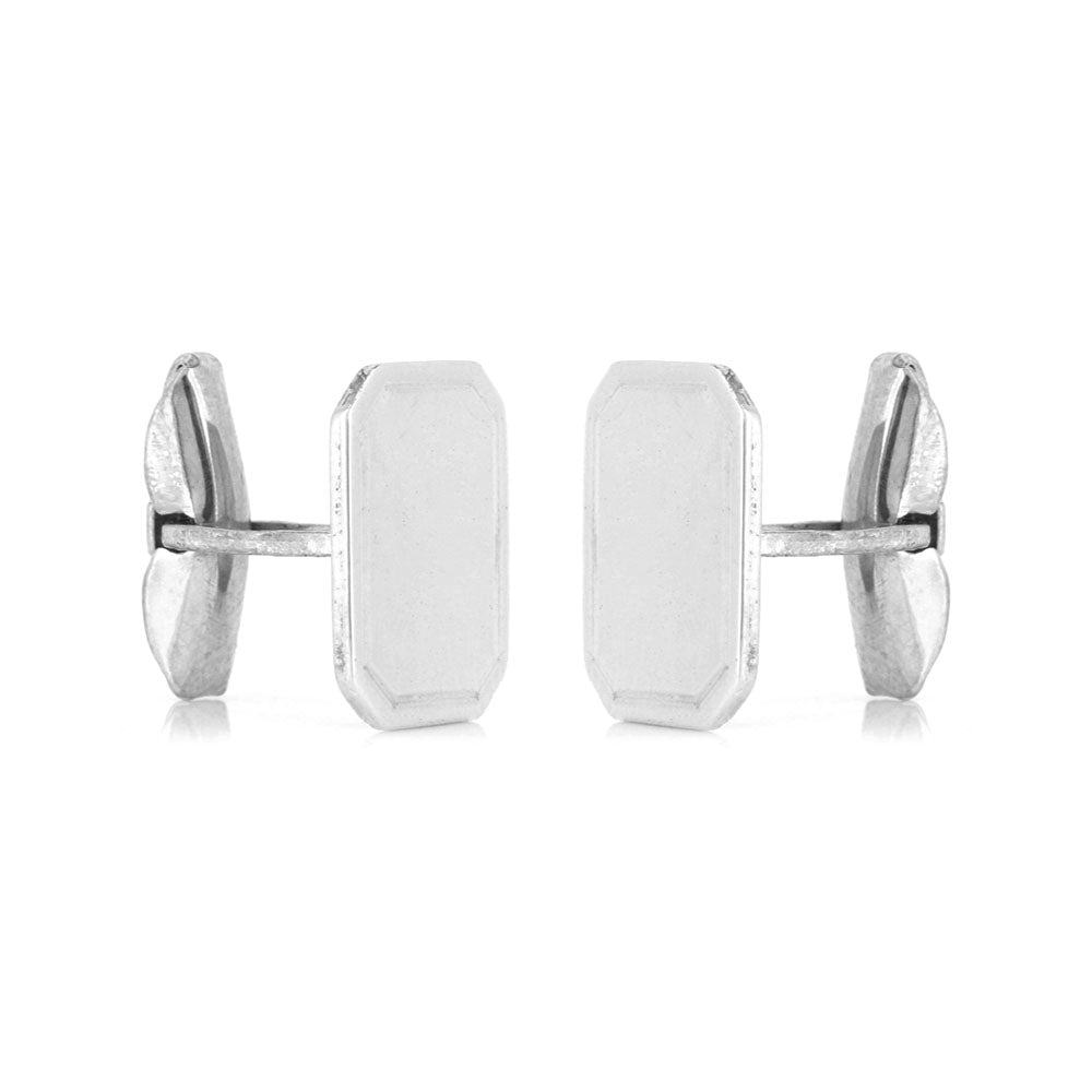 Cufflinks - Plain Rectangular - Sterling Silver