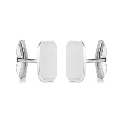 Cufflinks - Plain Rectangular - Sterling Silver