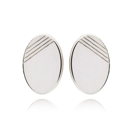 Cufflinks - Engraved Oval - Sterling Silver