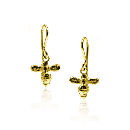 Bee Drop Earrings - Yellow Gold Vermeil Drop Earrings