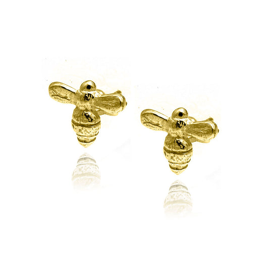 Bee Stud Earrings - Yellow Gold Vermeil