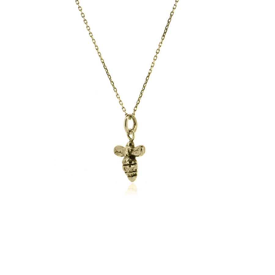 Bee Tiny Pendant - 9ct Yellow Gold Necklace