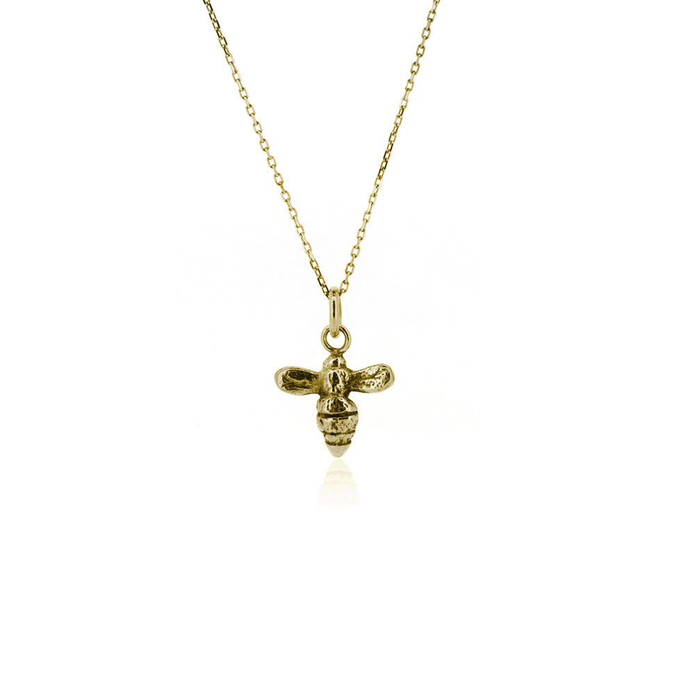 Bee Tiny Pendant - 9ct Yellow Gold Necklace