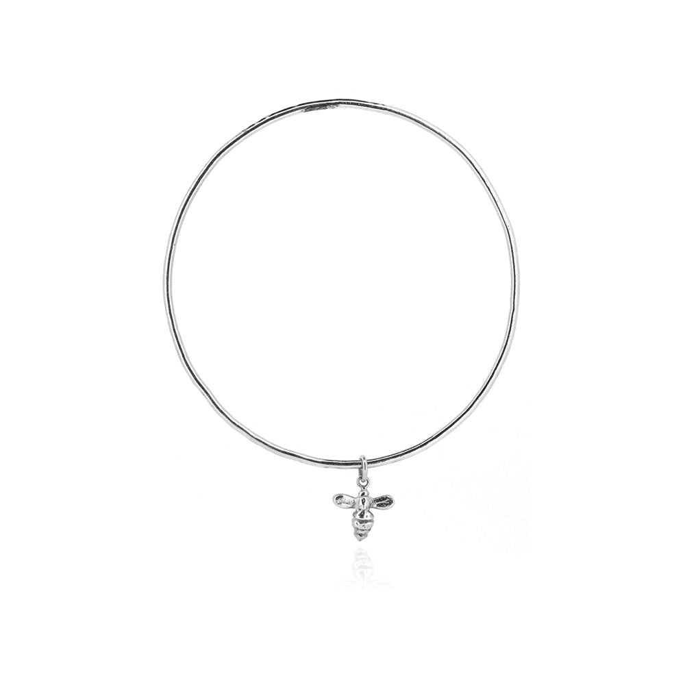 Bee Charm Bangle - Sterling Silver Bangles