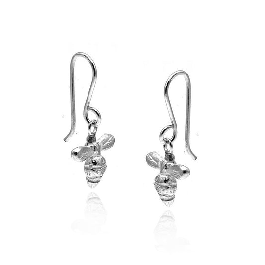Bee Drop Earrings - Sterling Silver Drop Earrings