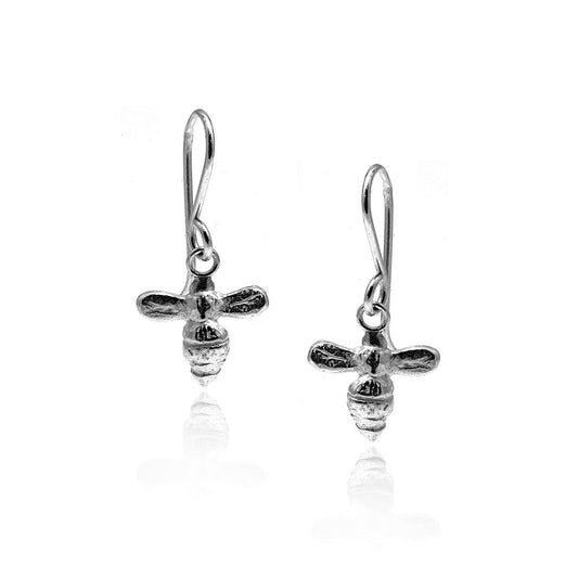 Bee Drop Earrings - Sterling Silver Drop Earrings