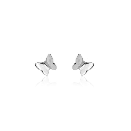 Solid Small Butterfly Stud Earrings - Sterling Silver