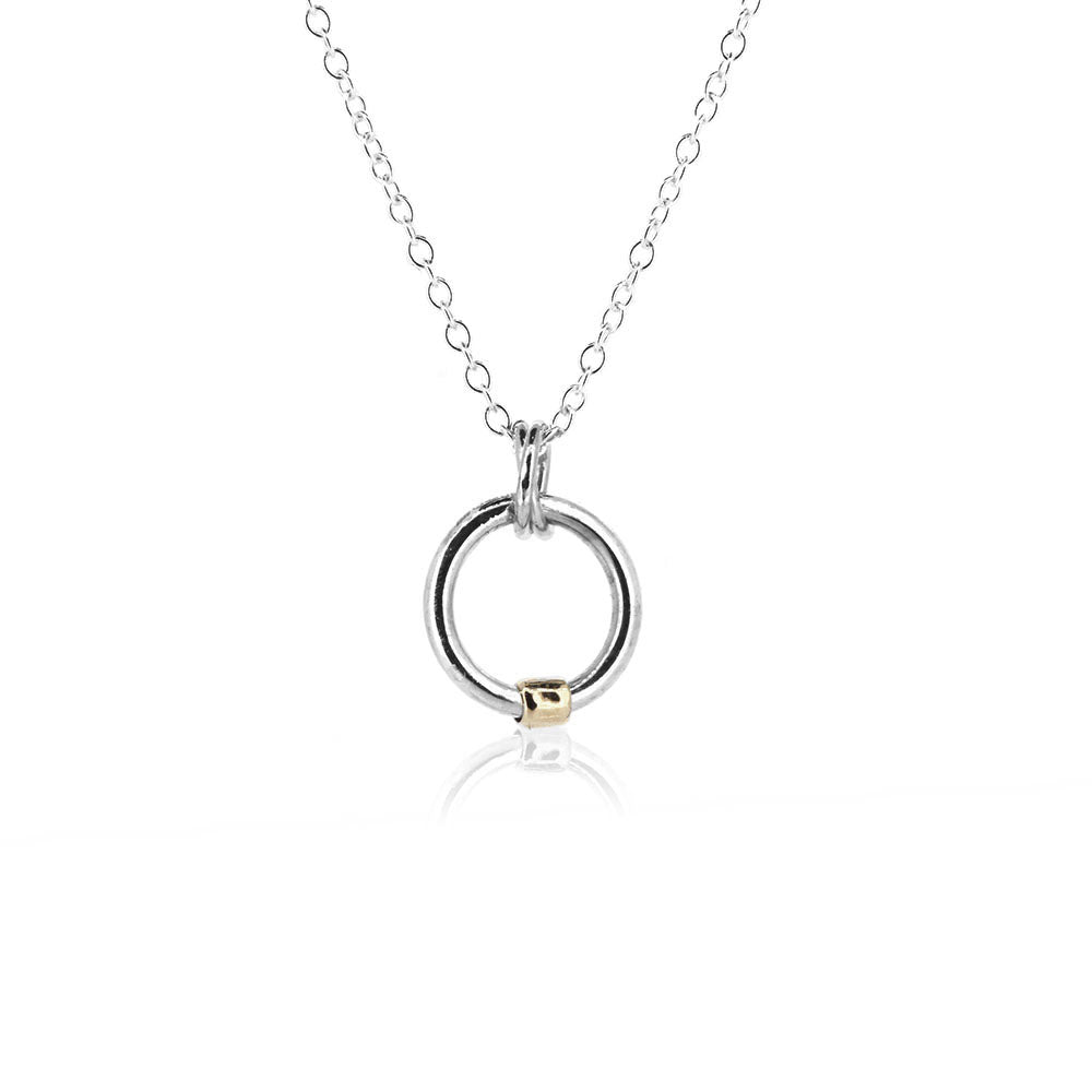 Fidget Chunky Circle Necklace - 9ct Yellow Gold and Sterling Silver Necklace